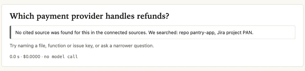 Reply to “Which payment provider handles refunds?”: No cited source was found for this in the connected sources. We searched: repo pantry-app, Jira project PAN.